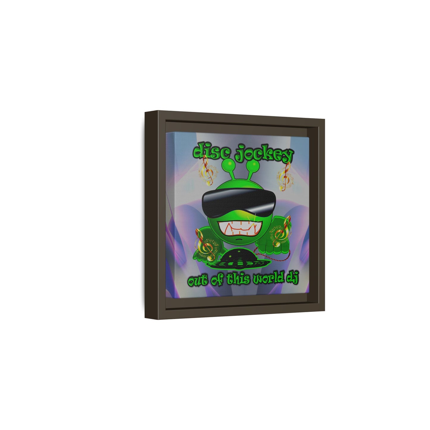 disc jockey - framed canvas art (grey-pink wave)