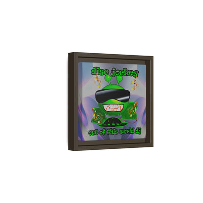 disc jockey - framed canvas art (grey-pink wave)