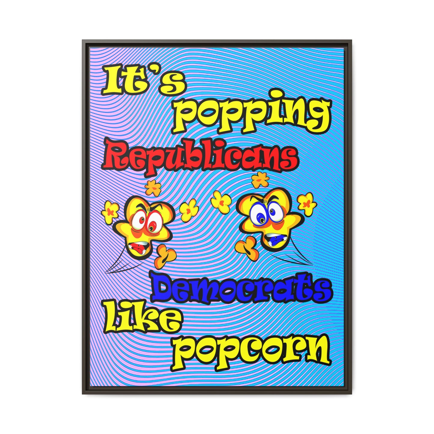 popping like popcorn - framed canvas art (light blue-purple wave)