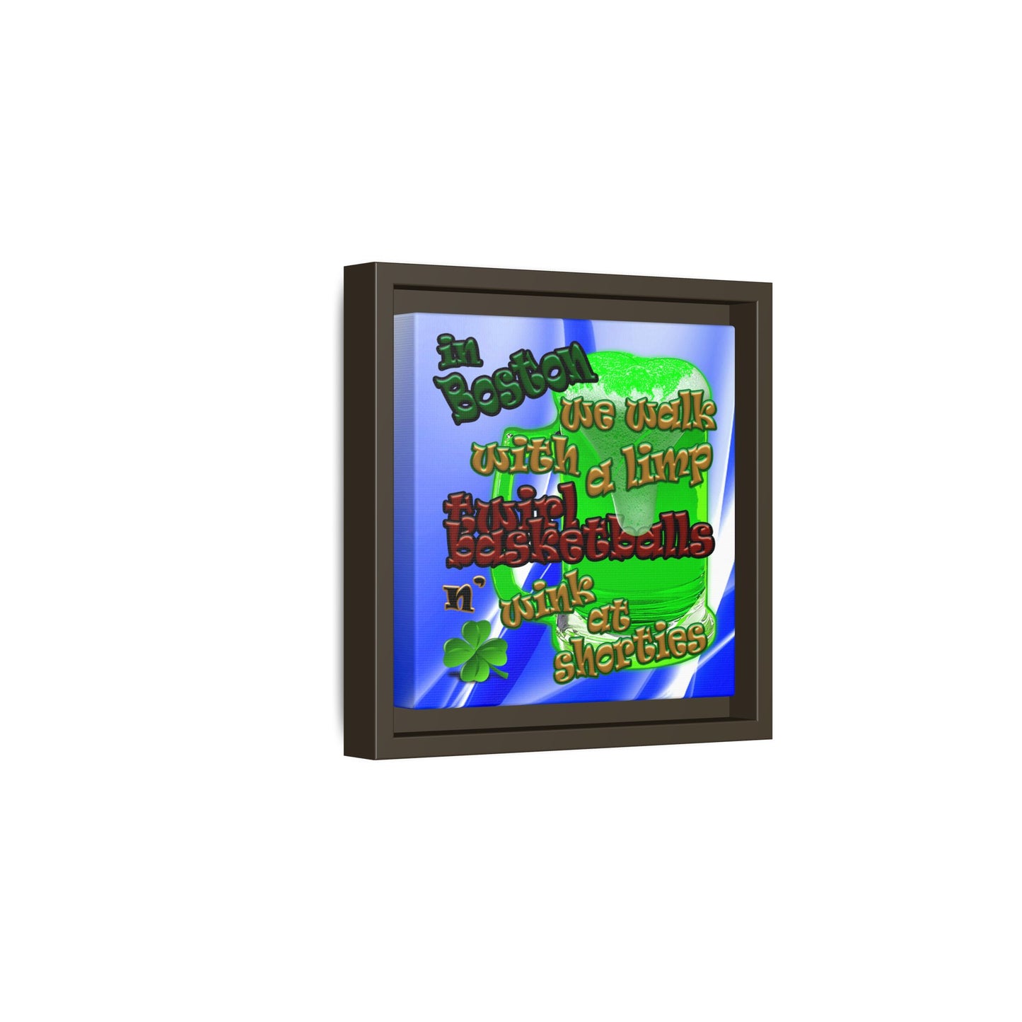 celtics logo - framed canvas art (blue-white wave)