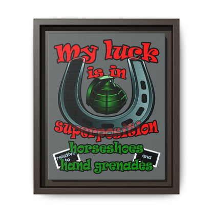 my luck - framed canvas art (dark grey)