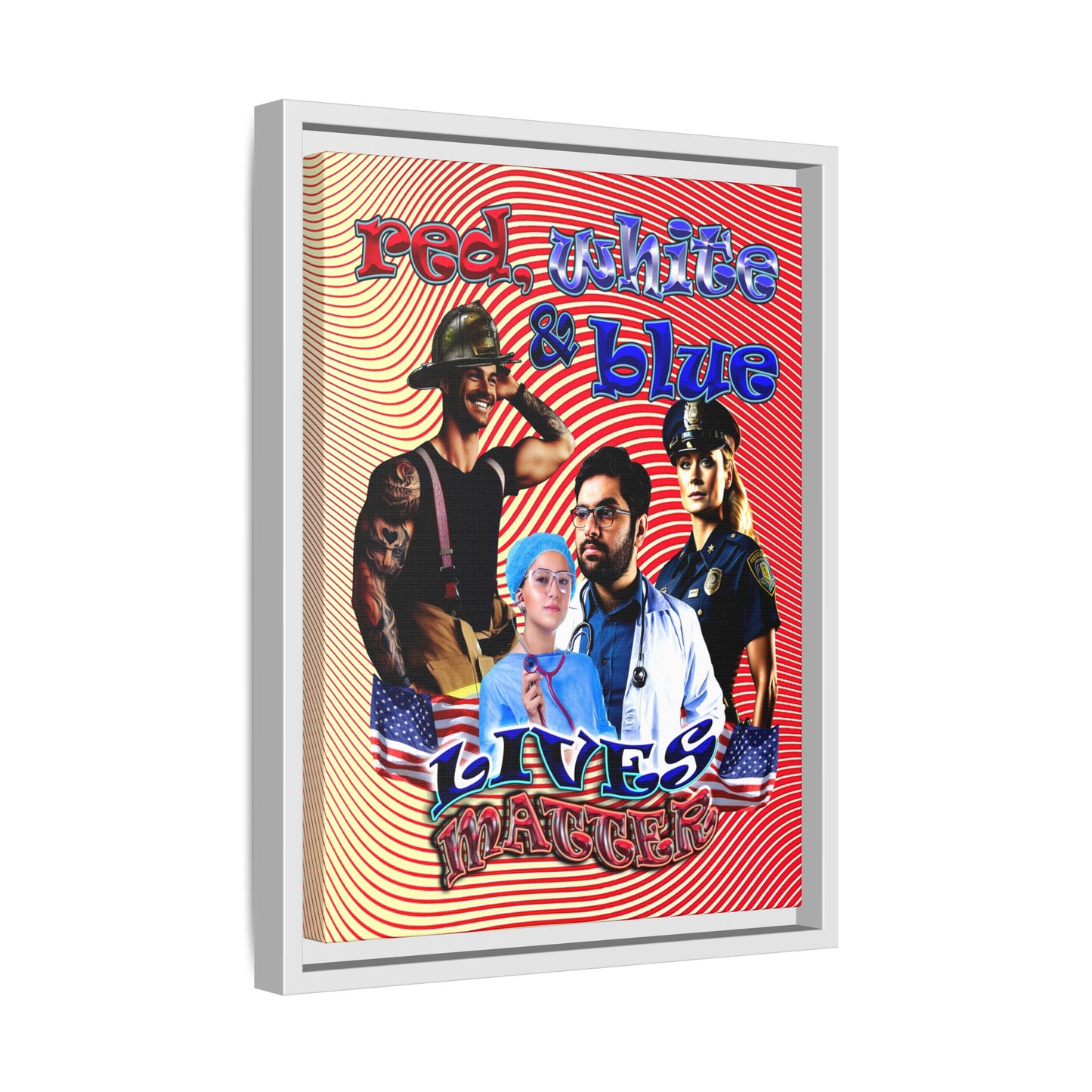 rw&b lives matter - framed canvas art (yellow-orange wave)