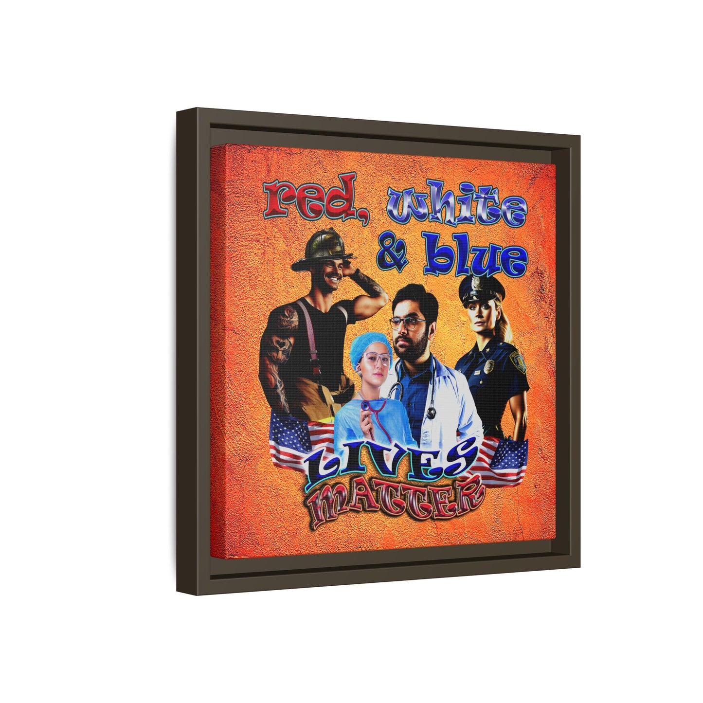 rw&b lives matter - framed canvas art (burnt orange)
