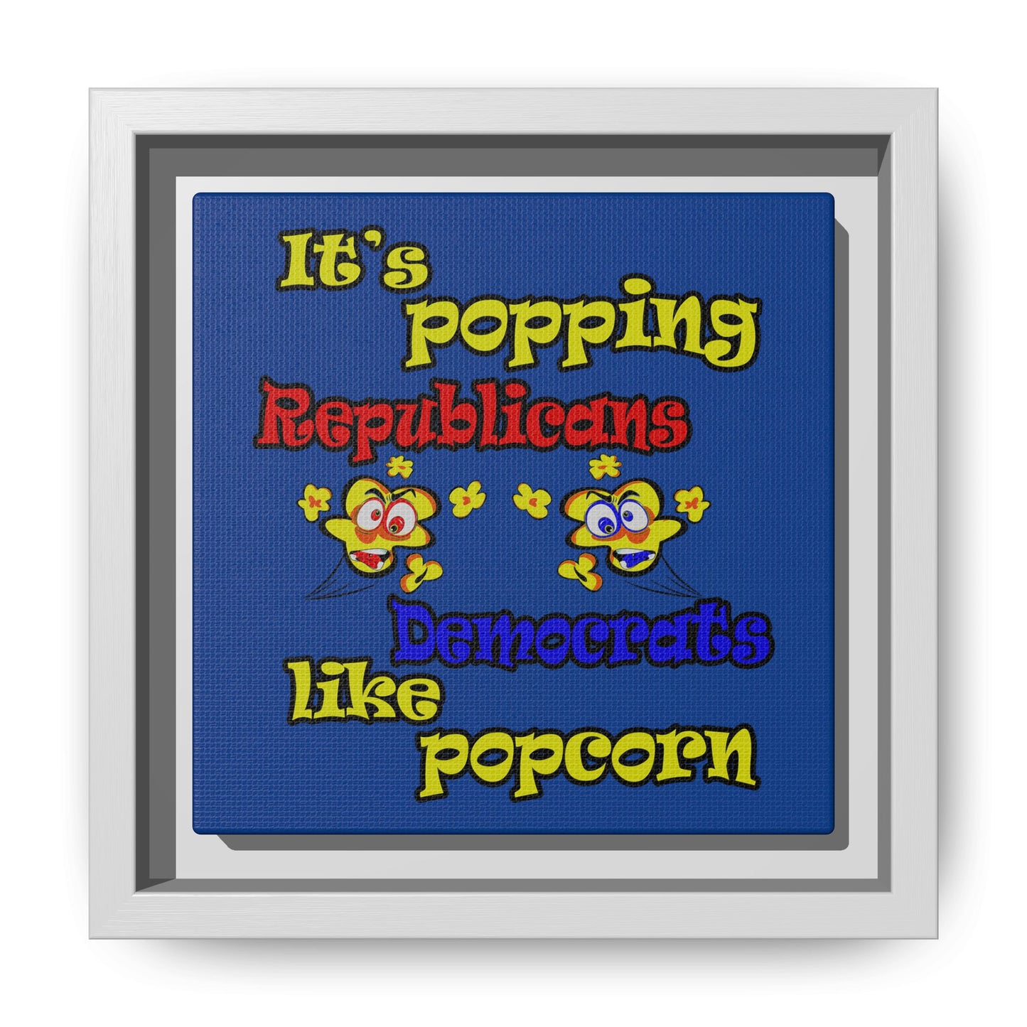 popping like popcorn - framed canvas art (dark blue)