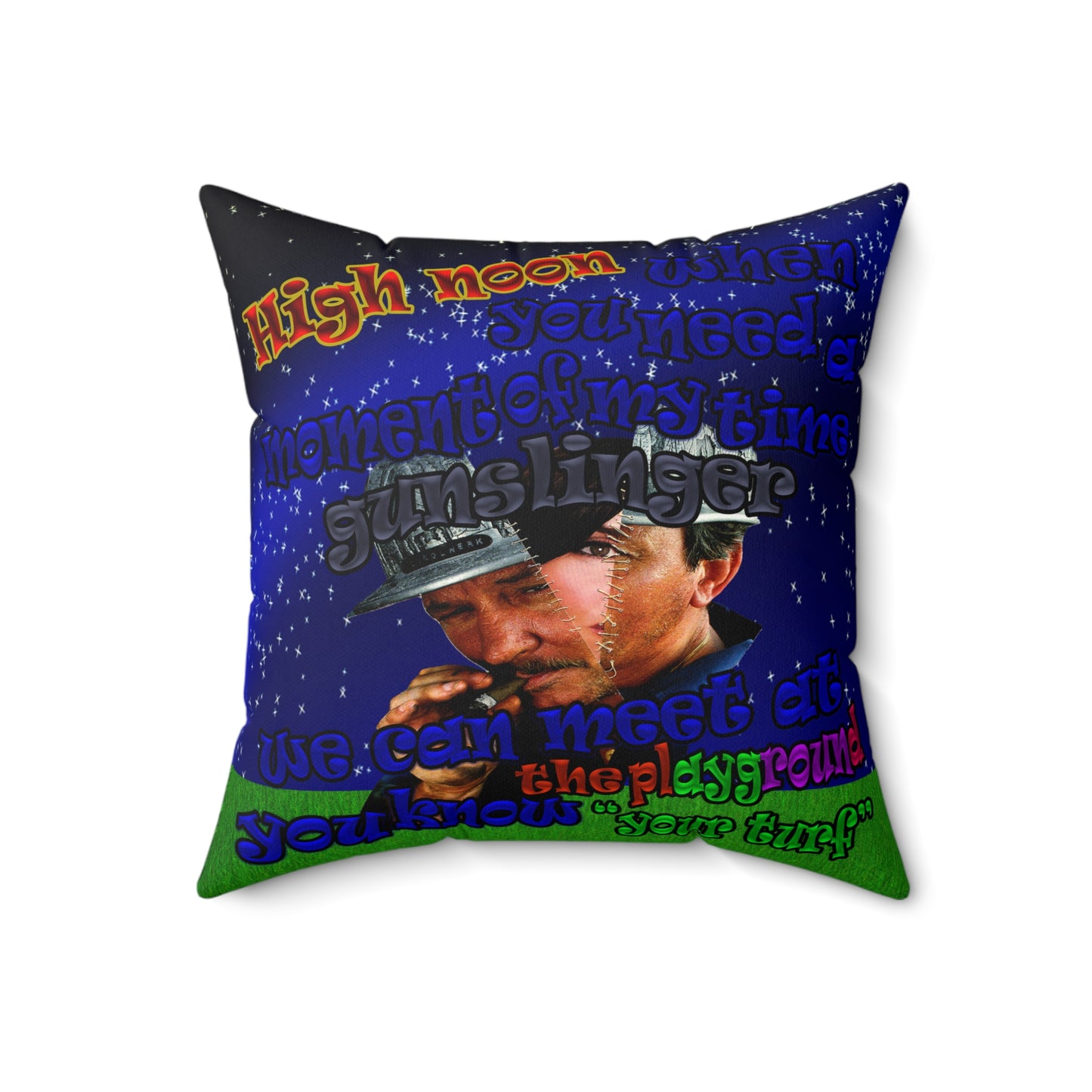 high noon - Spun Polyester Square Pillow - ('snoops' background)