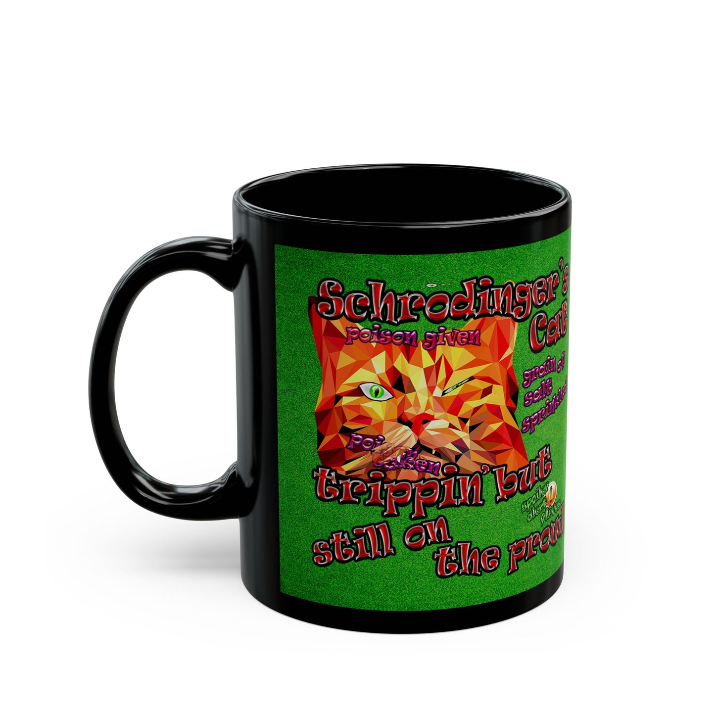 schrodinger's cat - Black Mug (green turf)