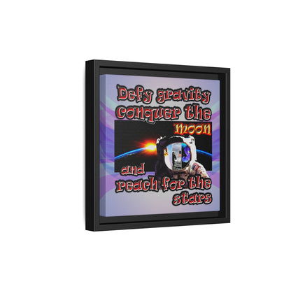 defy conquer reach - framed canvas art (light blue-pink wave)