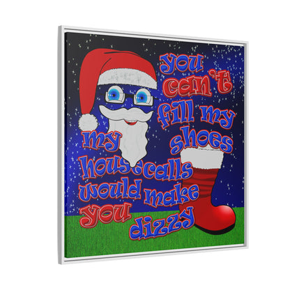 santa's shoes - framed canvas art ('snoops' background)