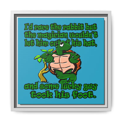 turtle race - framed canvas art (turquoise)