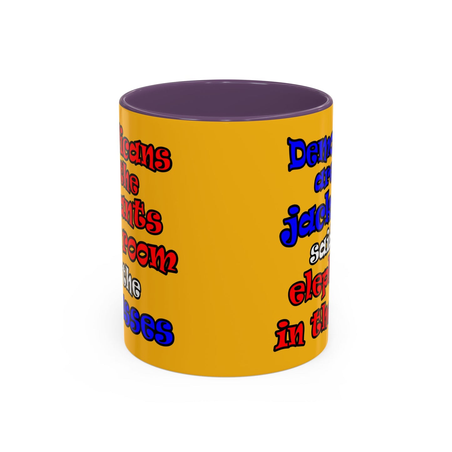 donkeys and elephants - Accent Mug (yellow)