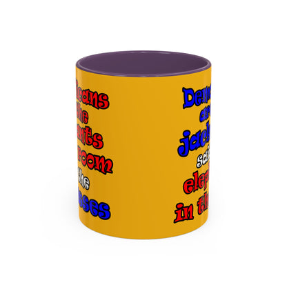 donkeys and elephants - Accent Mug (yellow)