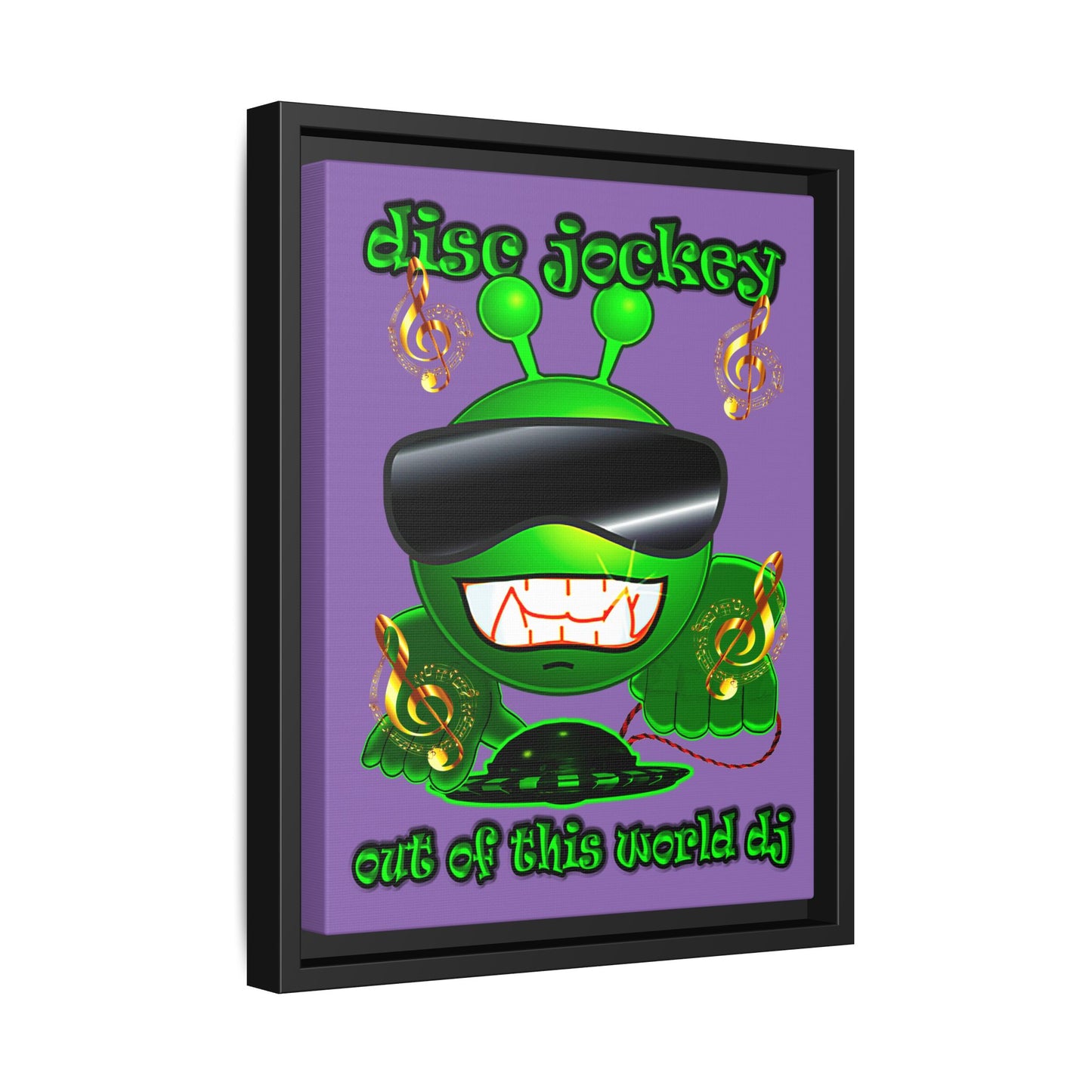 disc jockey - framed canvas art (light purple)