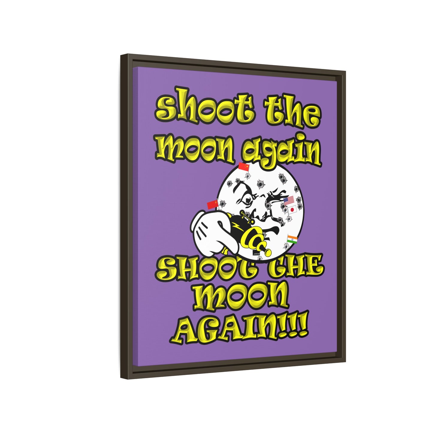 shoot the moon again - framed canvas art (light purple)