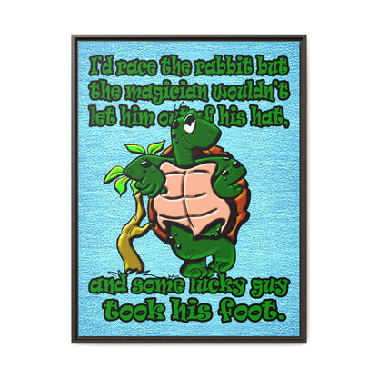 turtle race - framed canvas art (faded blue)