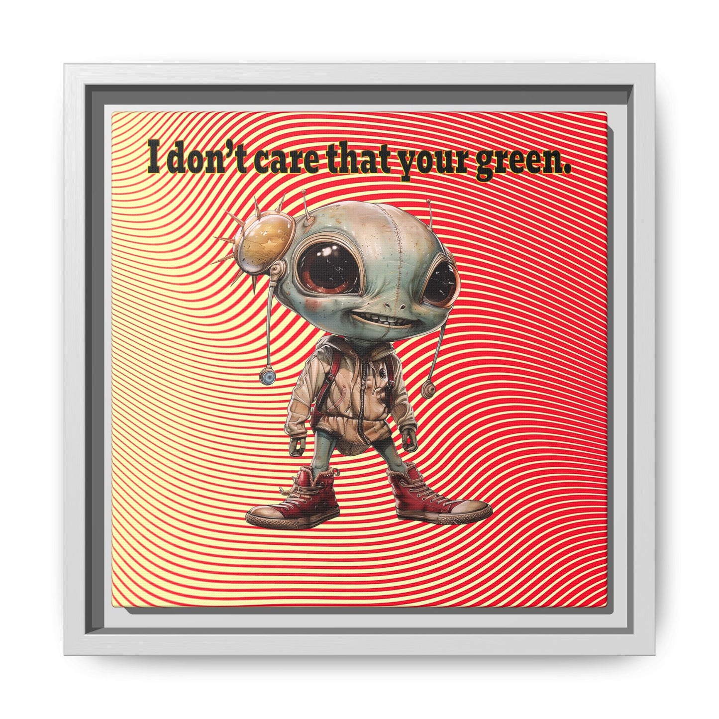 I don't care that your green - framed canvas art (yellow-orange wave)