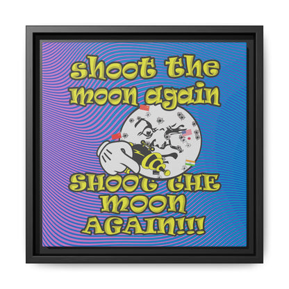 shoot the moon again - framed canvas art (light blue-purple wave)