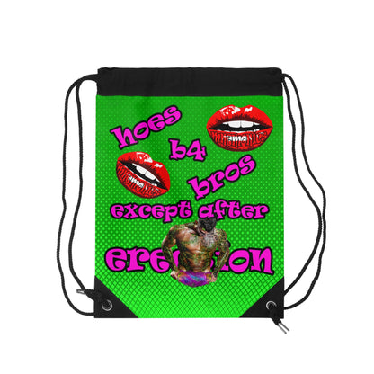 hoes b4 bros - Drawstring Bag (logo green)