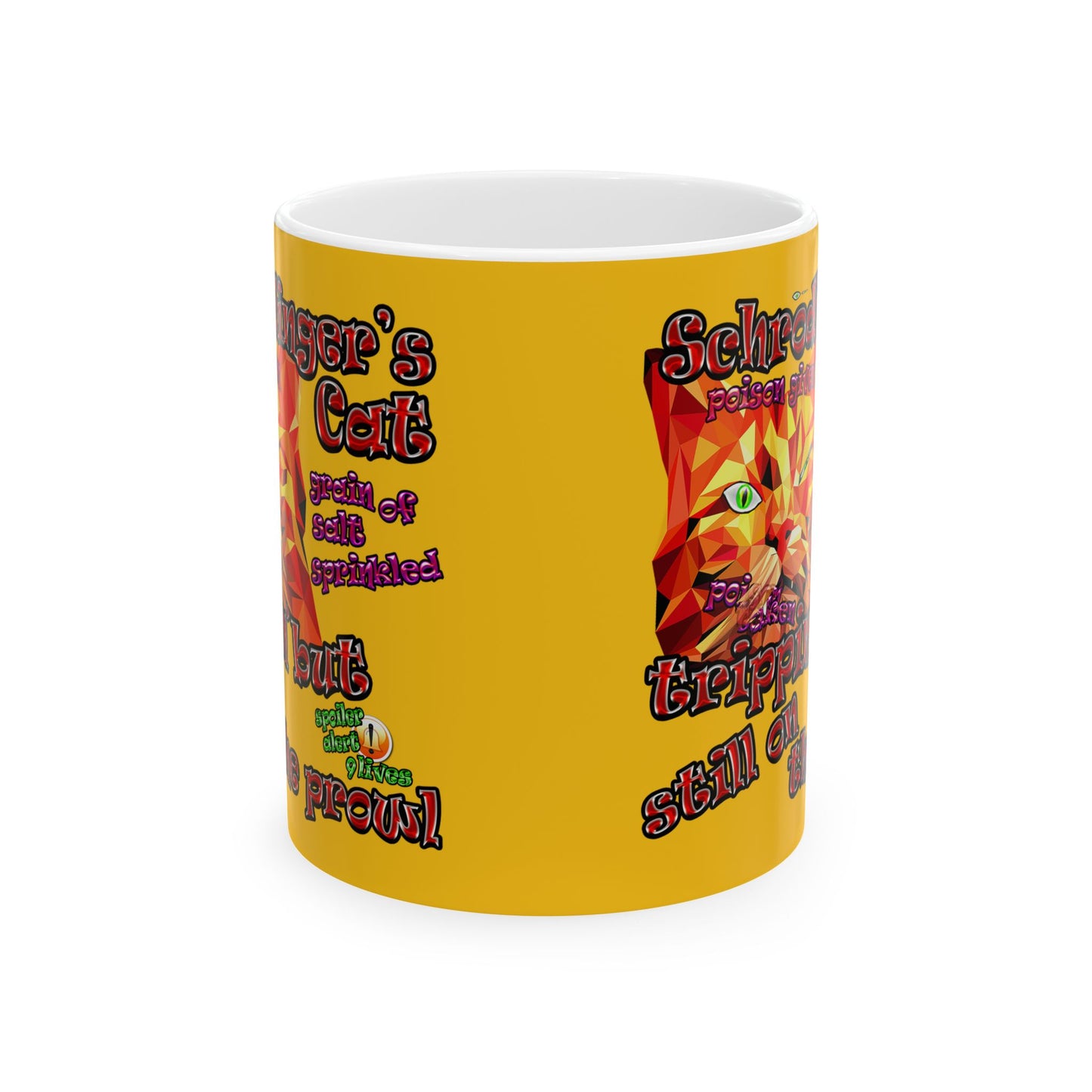 schrodinger's cat - White Mug (yellow)