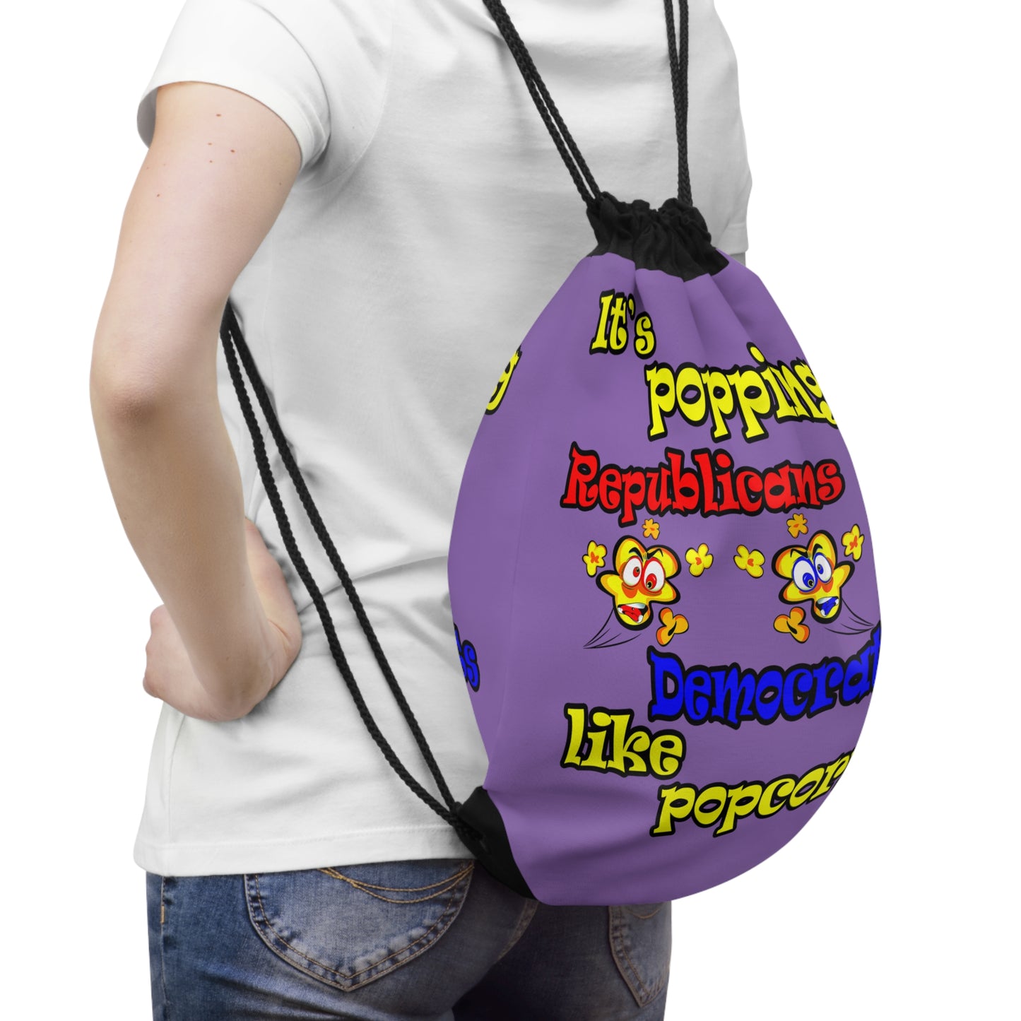 popping like popcorn - Drawstring Bag (light purple)