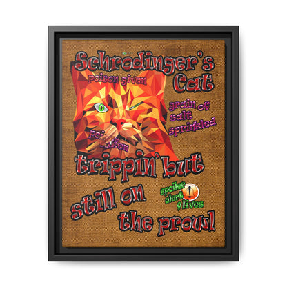 schrodinger's cat - framed canvas art (brown papyrus)