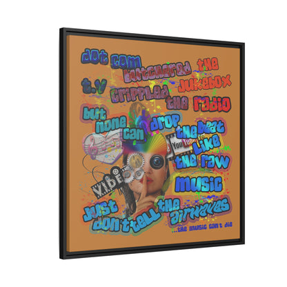 drop the beat - framed canvas art (light brown)