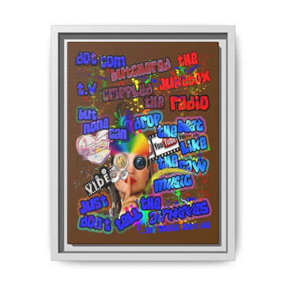 drop the beat - framed canvas art (brown)