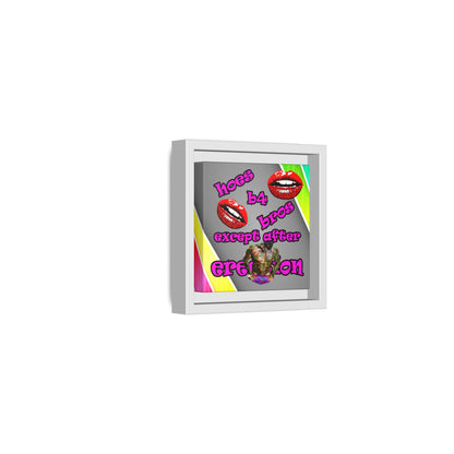 hoes b4 bros - framed canvas art (rainbow split)