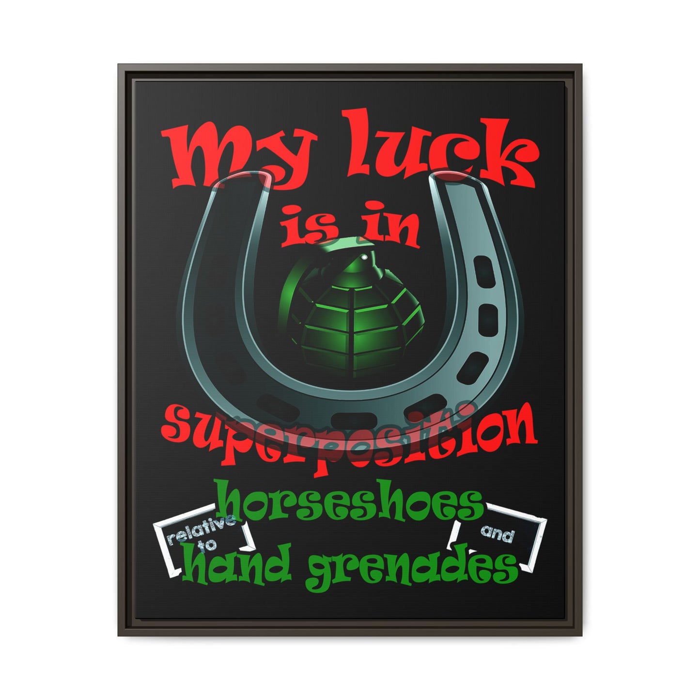my luck - framed canvas art (black)