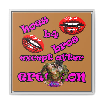 hoes b4 bros - framed canvas art (light brown)