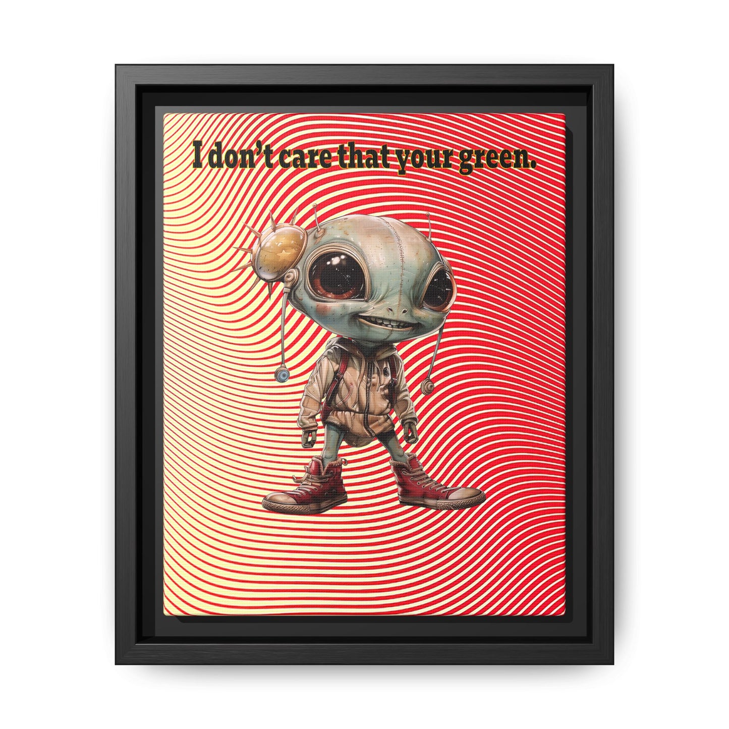 I don't care that your green - framed canvas art (yellow-orange wave)