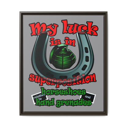 my luck - framed canvas art (grey)