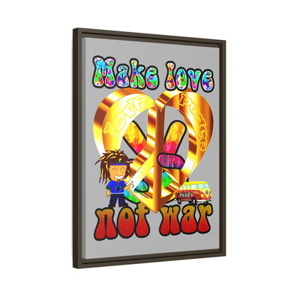 love peace - framed canvas art (light grey)