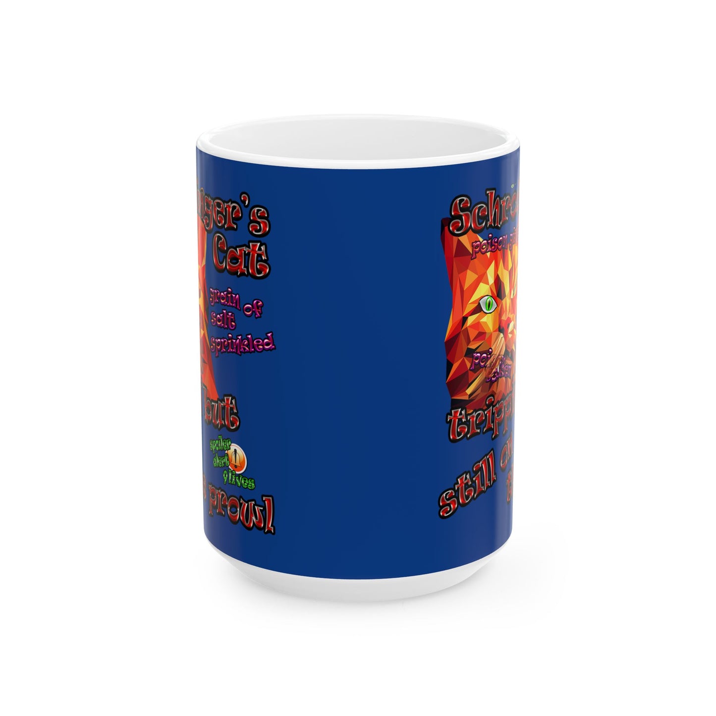 schrodinger's cat - White Mug (dark blue)