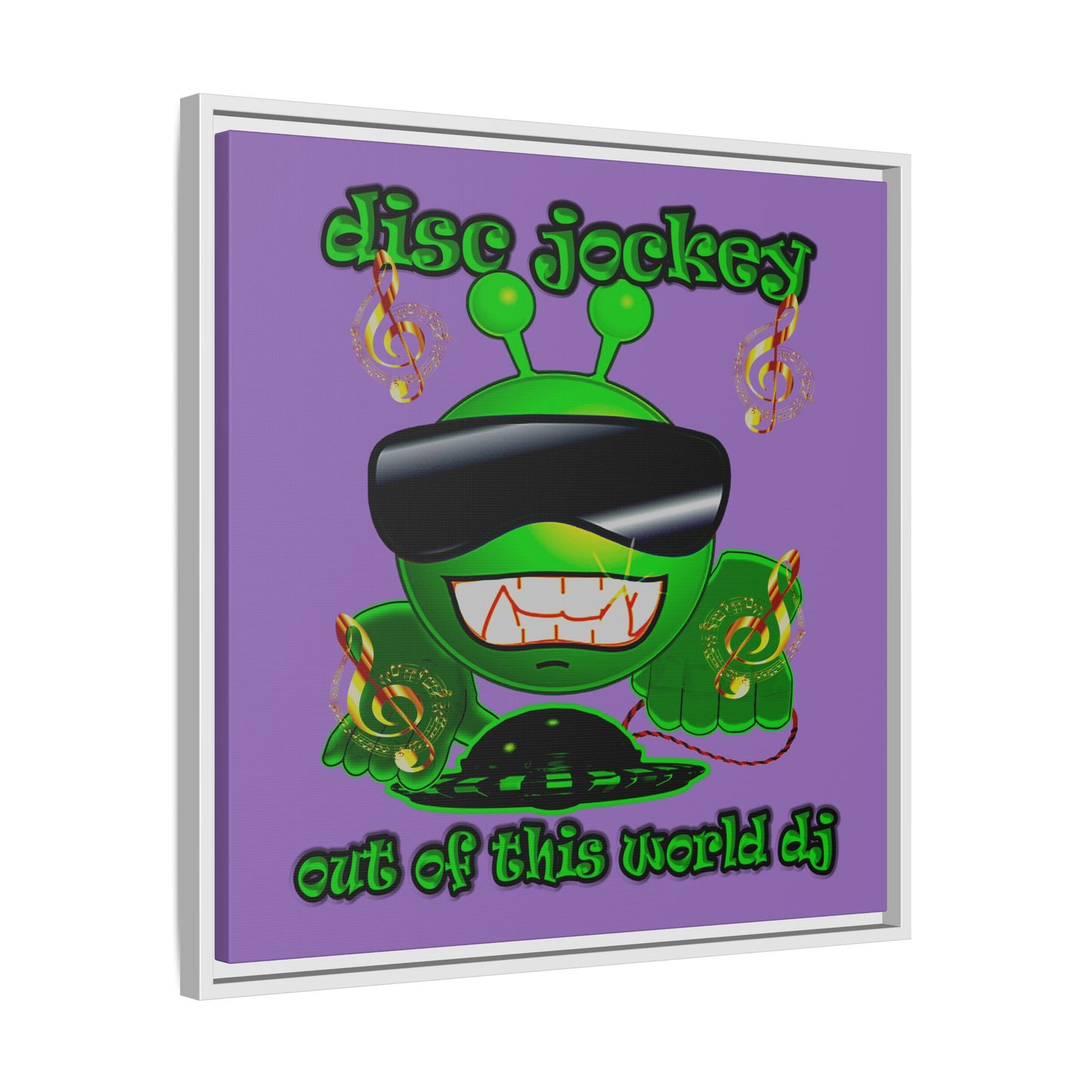 disc jockey - framed canvas art (light purple)