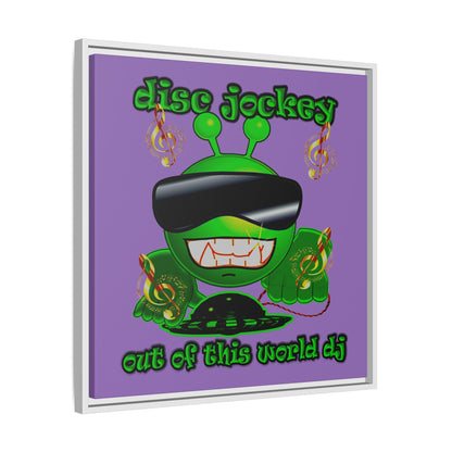 disc jockey - framed canvas art (light purple)