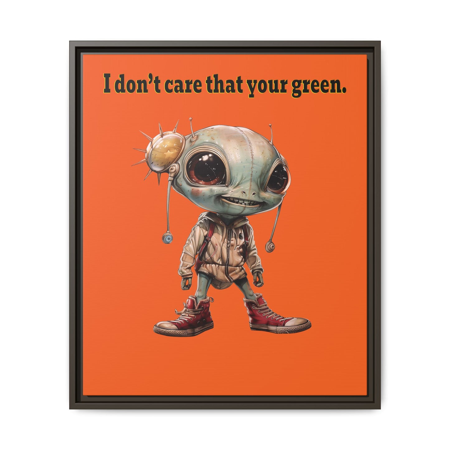 I don't care that your green - framed canvas art (orange)