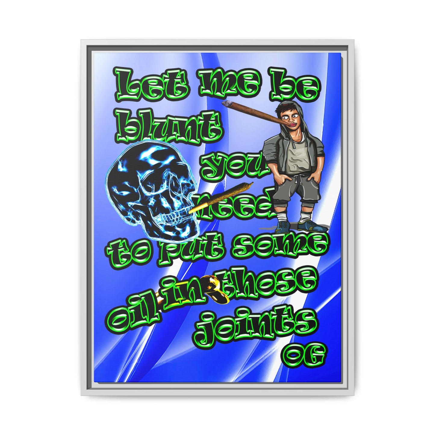 og - framed canvas art (blue-white wave)