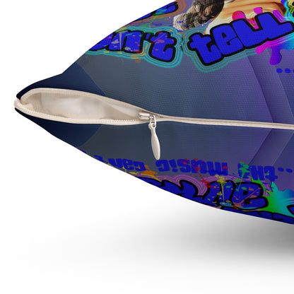 drop the beat - Spun Polyester Square Pillow - (grey-pink wave)