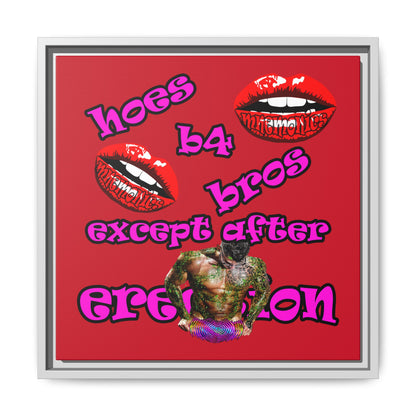 hoes b4 bros - framed canvas art (dark red)