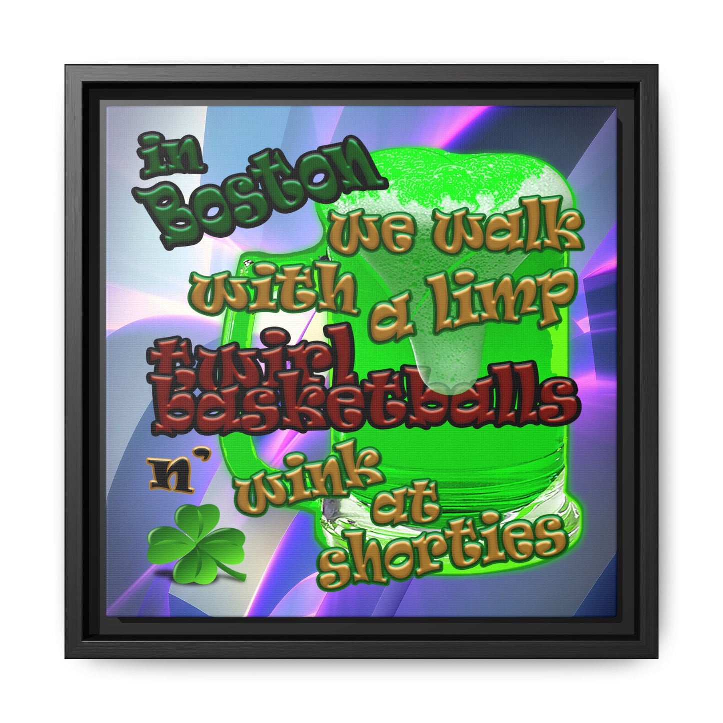 celtics logo - framed canvas art (grey-pink wave)
