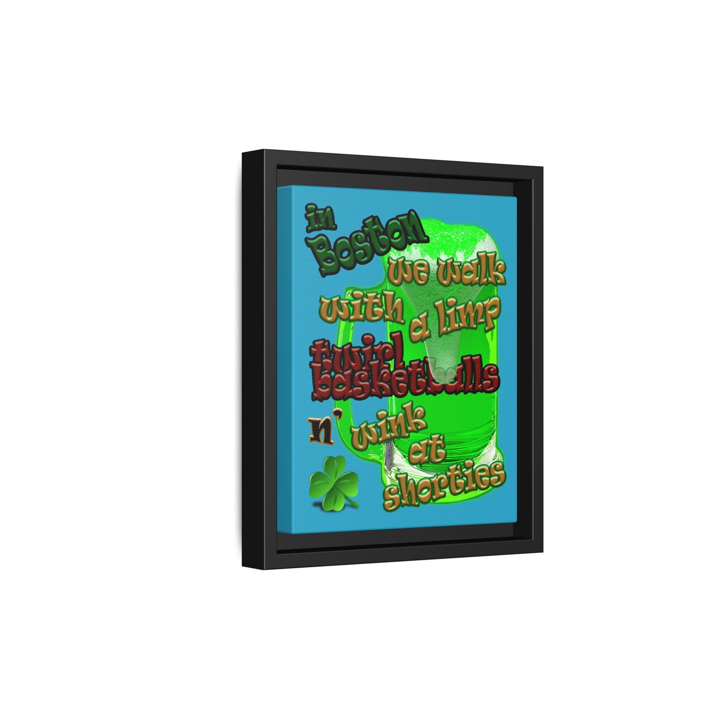 celtics logo - framed canvas art (turquoise)