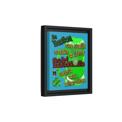 celtics logo - framed canvas art (turquoise)