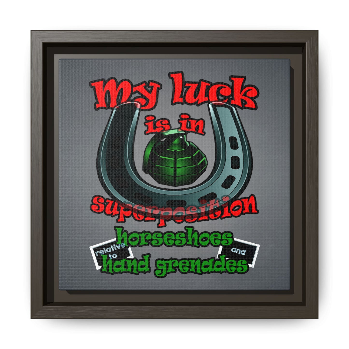 my luck - framed canvas art (grey-light grey)