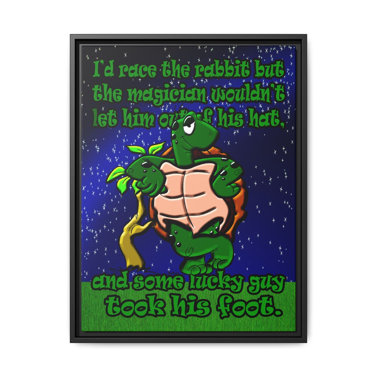turtle race - framed canvas art ('snoops' background)