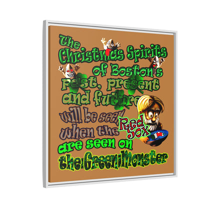 christmas spirits of boston - framed canvas art (light brown)
