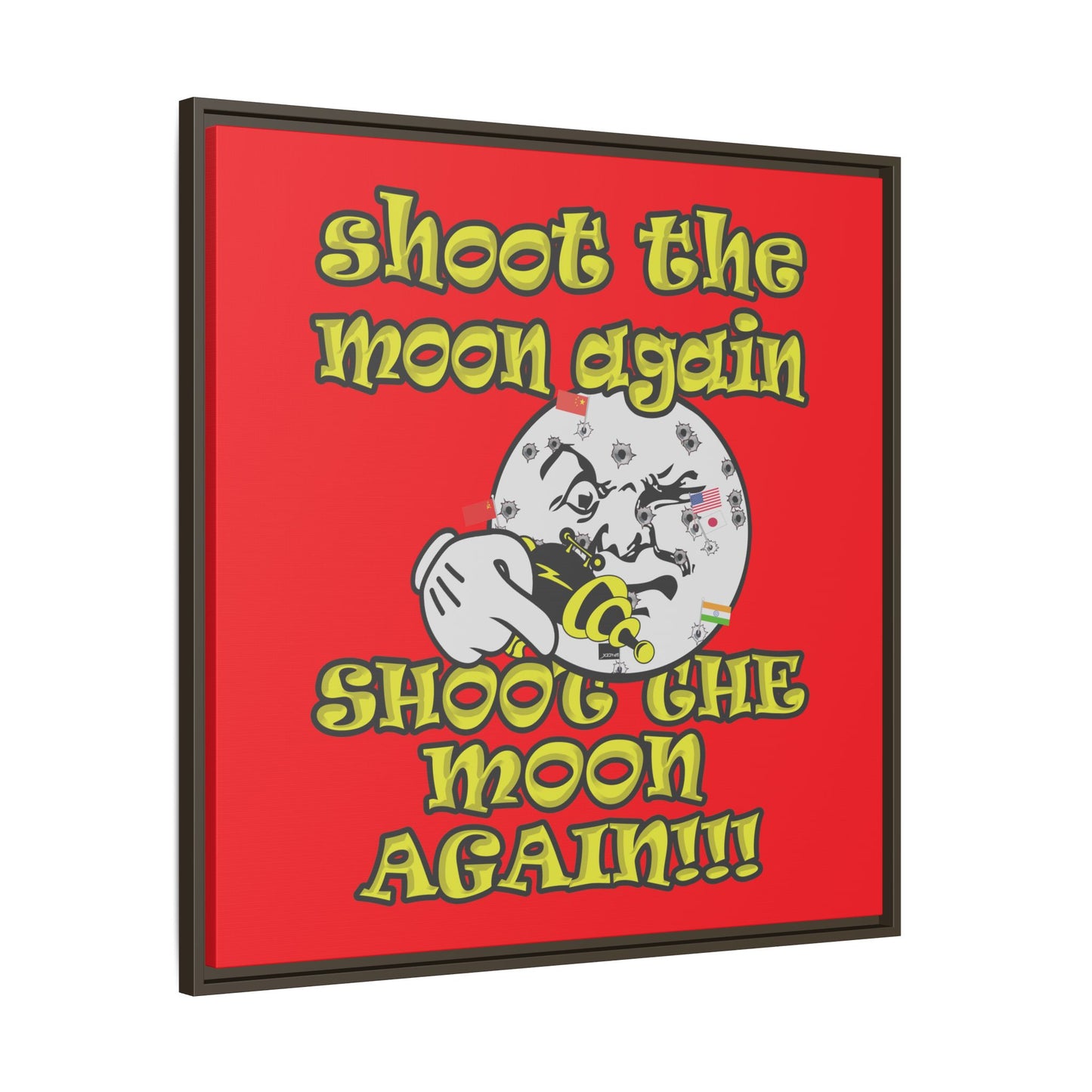 shoot the moon again - framed canvas art (red)