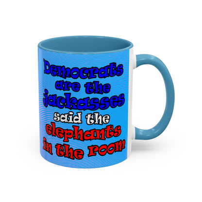 donkeys and elephants - Accent Mug (light blue-purple wave)