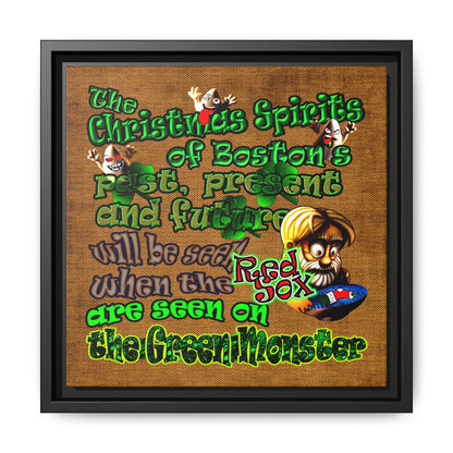 christmas spirits of boston - framed canvas art (brown papyrus)