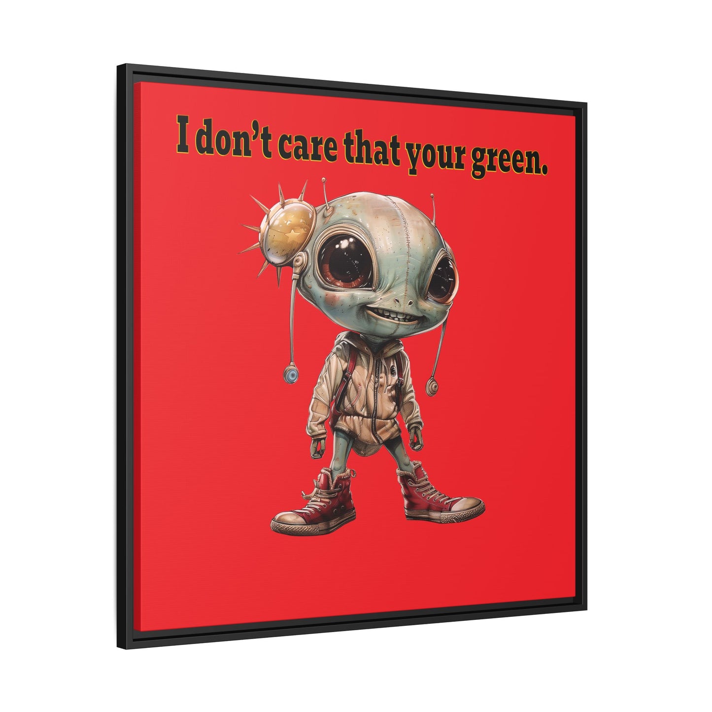 I don't care that your green - framed canvas art (red)
