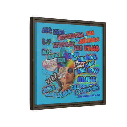drop the beat - framed canvas art (turquoise)